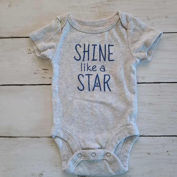 ♡ 5/$20 - Koala Baby Girl's Gray Shine Like a Star Print Short Sleeve Bodysuit - Picture 7 of 7